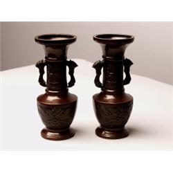 Pair of Japanese Bronze Vases