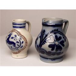 2 European Stone Glazed Pitchers