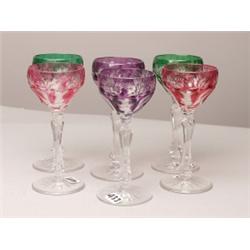 Set of Six Cased Crystal Sherry Glasses
