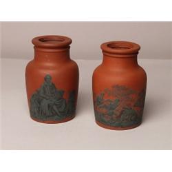 Two Victorian Teracotta Condiment Jars