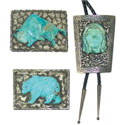 3 Carved Turquoise Pieces