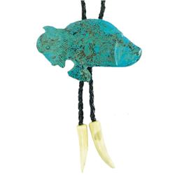 Carved Turquoise Bolo Tie -  LV 