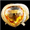 Image 1 : 14K Gold  14.22ct Citrine & 0.27ctw Diamond Ring