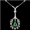 Image 1 : 14K Gold 2.58ct Emerald & 2.00ctw Diamond Necklace