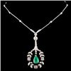 Image 2 : 14K Gold 2.58ct Emerald & 2.00ctw Diamond Necklace