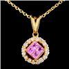 Image 1 : 18K Gold 0.70ctw Sapphire & 0.47ctw Diamond Pendan