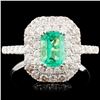 Image 1 : 18K Gold 0.70ct Emerald & 0.86ctw Diamond Ring