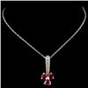 Image 2 : 14K White Gold 1.56ct Ruby & 0.23ct Diamond Pendan