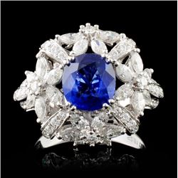 18K White Gold 2.01ct Sapphire & 1.77ct Diamond Ri
