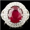 Image 1 : 14K Gold 5.57ct Ruby & 1.49ctw Diamond Ring