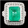 Image 1 : 18K Gold 4.25ct Emerald & 1.39ctw Diamond Ring