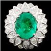 Image 1 : 18K Gold 4.23ct Emerald & 1.93ctw Diamond Ring