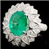 Image 2 : 18K Gold 4.23ct Emerald & 1.93ctw Diamond Ring