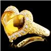 Image 2 : 14K Gold 12.04ct Citrine & 0.74ctw Diamond Ring