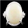 Image 1 : 14K Gold 10.70ct Opal & 0.96ctw Diamond Ring