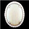 Image 1 : 18K Gold 21.00ct Opal & 1.68ctw Diamond Ring
