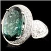 Image 2 : 14K Gold 6.84ct Tourmaline & 0.79ctw Diamond Ring
