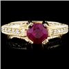 Image 1 : 14K Gold 1.15ct Ruby & 0.53ctw Diamond Ring