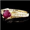 Image 2 : 14K Gold 1.15ct Ruby & 0.53ctw Diamond Ring