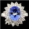 Image 1 : 14K Gold 2.51ct Tanzanite & 1.64ctw Diamond Ring