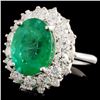Image 2 : 14K Gold 4.48ct Emerald & 1.71ctw Diamond Ring