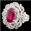 Image 2 : *GIA 18K Gold 4.10ct Ruby & 2.10ctw Diamond Ring