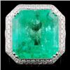 Image 1 : 18K White Gold 23.83ct Emerald & 3.98ct Diamond Ri