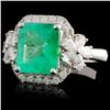 Image 2 : 18K White Gold 2.60ct Emerald & 0.77ct Diamond Rin