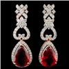Image 1 : 14K Gold 5.90ctw Fire Opal & 2.10ctw Diamond Earri