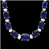 `14k Gold 30ct Sapphire 1.20ct Diamond Necklace