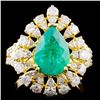 Image 1 : 18K Gold 2.12ct Emerald & 1.68ctw Diamond Ring