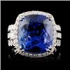 Image 1 : 18K Gold 12.70ct Tanzanite & 1.23ctw Diamond Ring