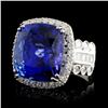 Image 2 : 18K Gold 12.70ct Tanzanite & 1.23ctw Diamond Ring