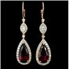 Image 1 : 18K Gold 9.62ct Tourmaline & 1.91ct Diamond Earrin