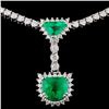 Image 1 : 18K White Gold 3.03ct Emerald & 5.06ct Diamond Nec