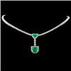 Image 2 : 18K White Gold 3.03ct Emerald & 5.06ct Diamond Nec