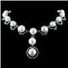 Image 1 : 18K White Gold 12-15mm & 1.11ct Diamond Necklace