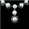 Image 2 : 18K White Gold 12-15mm & 1.11ct Diamond Necklace