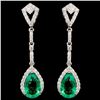 Image 1 : 18K Gold 6.25ctw Emerald & 1.15ctw Diamond Earring
