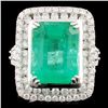 Image 1 : 18K Gold 6.06ct Emerald & 1.35ctw Diamond Ring