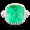 Image 1 : 18K Gold 6.76ct Emerald & 0.65ctw Diamond Ring