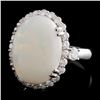 Image 2 : 14K White Gold 4.89ct Opal & 1.05ctw Diamond Ring