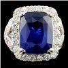 Image 1 : 18K Gold 13.40ct Sapphire & 1.57ctw Diamond Ring