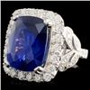 Image 2 : 18K Gold 13.40ct Sapphire & 1.57ctw Diamond Ring