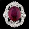 Image 1 : 14K White Gold 8ct Ruby & 1.30ct Diamond Ring