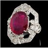 Image 2 : 14K White Gold 8ct Ruby & 1.30ct Diamond Ring