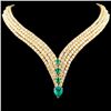 Image 1 : 18K Gold 5.00ct Emerald & 50.00ctw Diamond Necklac