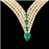 Image 2 : 18K Gold 5.00ct Emerald & 50.00ctw Diamond Necklac