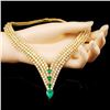 Image 3 : 18K Gold 5.00ct Emerald & 50.00ctw Diamond Necklac