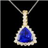 Image 1 : 18K Gold 6.84ct Tanzanite & 1.96ctw Diamond Pendan